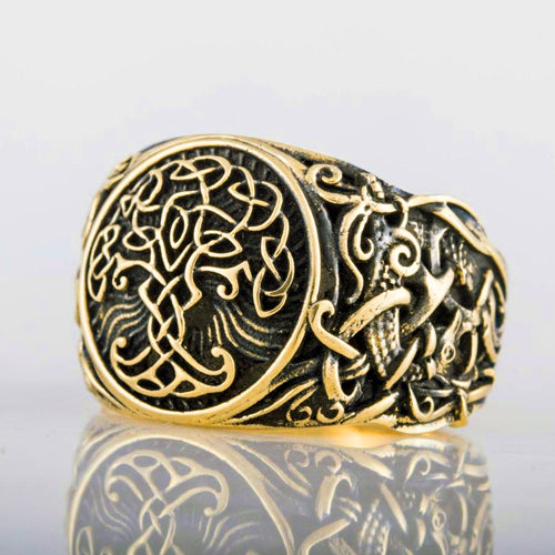 Norse Tree of Life / Yggdrasil Ring - Bronze, Silver, or 14k Gold ...
