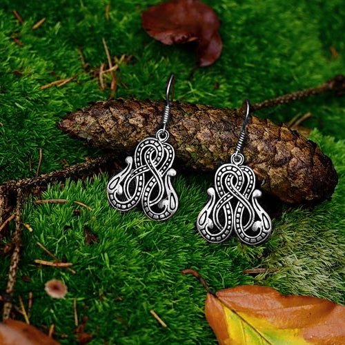 Midgard Serpent Earrings - Silver