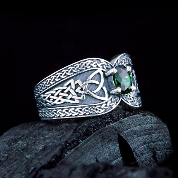 Norse Knots and Gem Ring - Sterling Silver