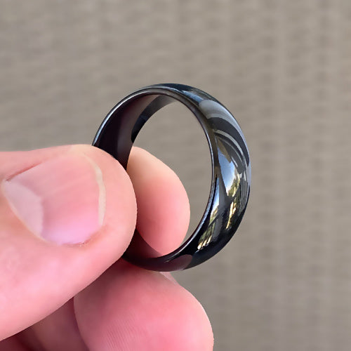 Polished Black Tungsten Ring