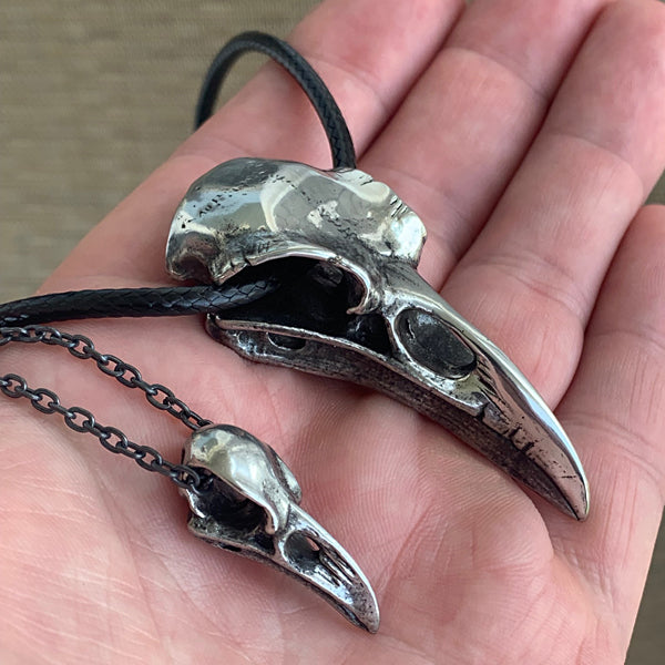 Raven Skull Necklaces - Pewter