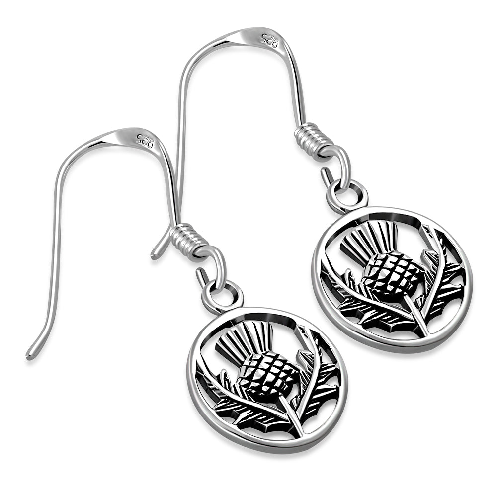 Round Thistle Earrings - Sterling Silver
