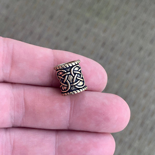 Short Knotwork Bead - Bronze or Silver