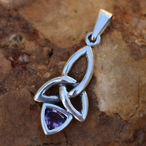 Triquetra Pendant - Silver and Amethyst