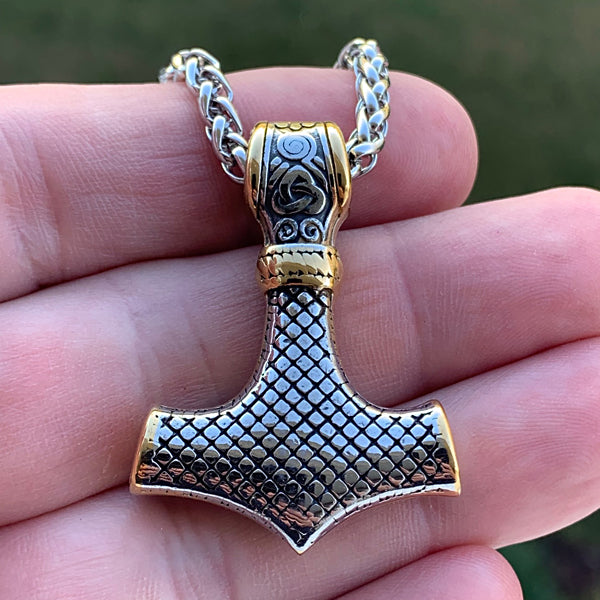 Wolf's Head Thor's Hammer Viking Necklace Chain | Viking Warrior Co.