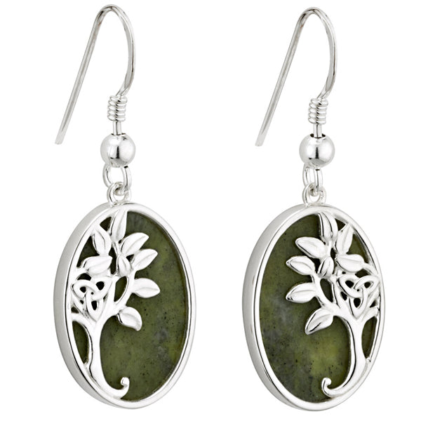 Silver & Marble Tree of Life Earrings