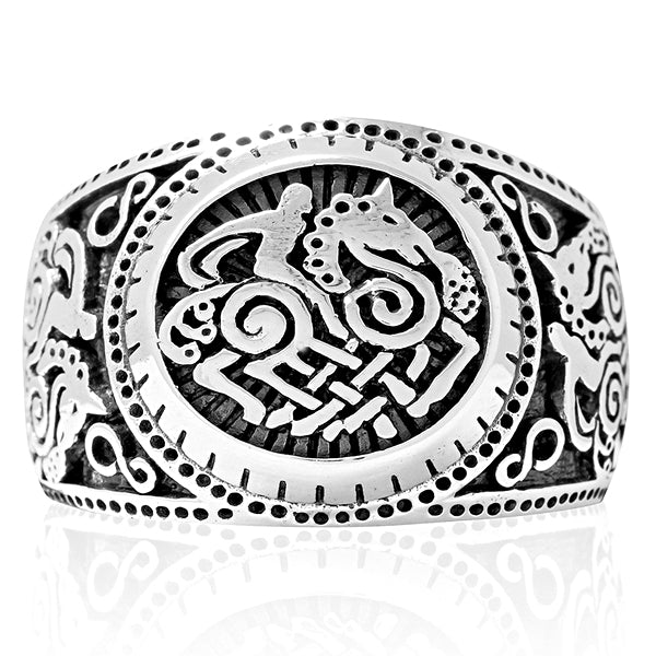 Odin and Sleipnir Ring - Sterling Silver