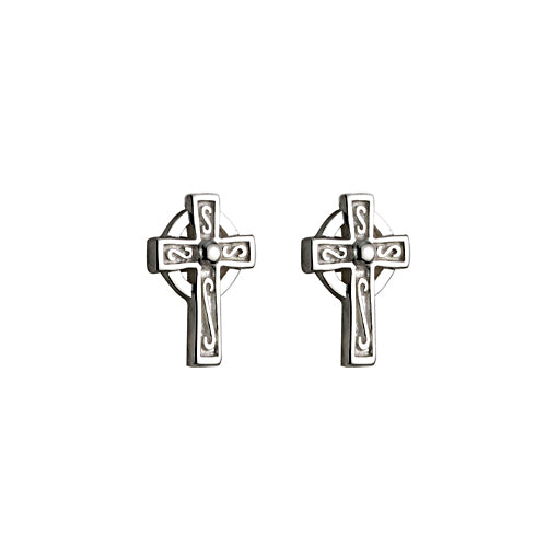Celtic Cross Post Earrings - Sterling Silver