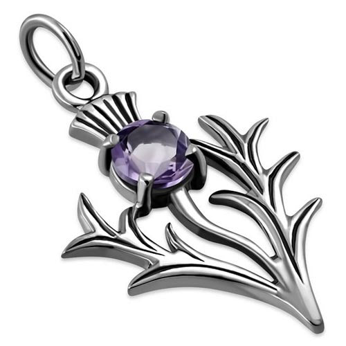 Small Scottish Thistle Necklace - Sterling Silver