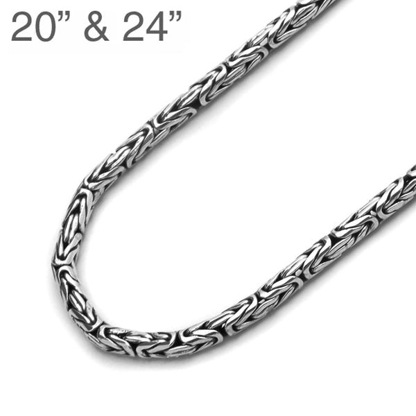 3mm Sterling Silver Byzantine Chain
