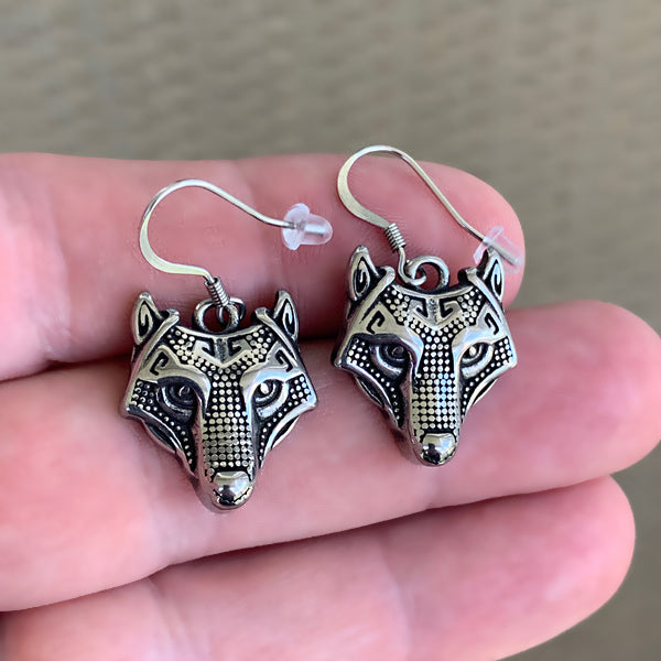 Wolf Head Earrings - Stainless Steel