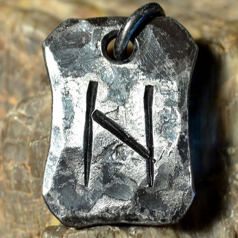 Hand Forged Steel Rune Pendants