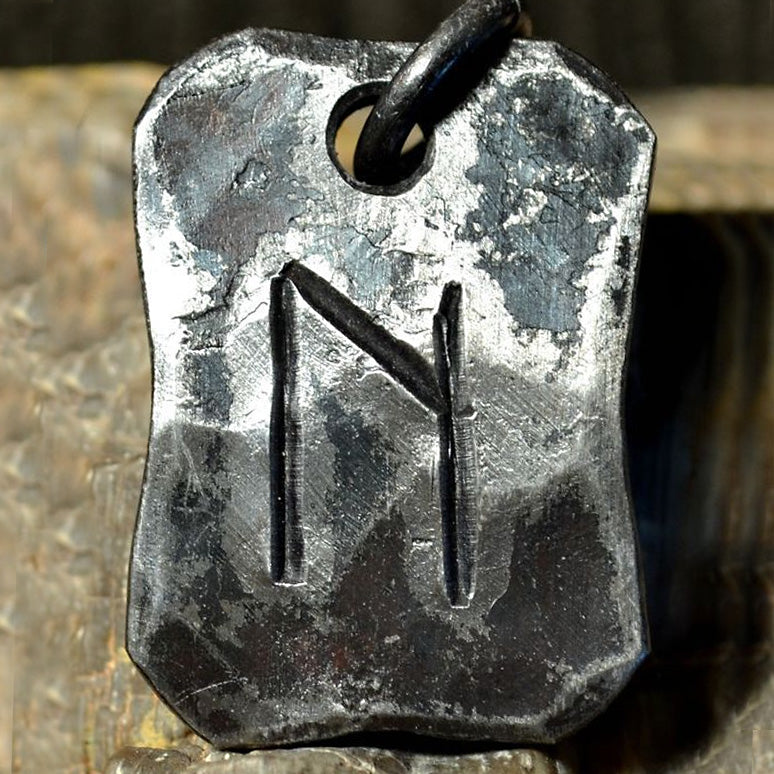 Hand Forged Steel Rune Pendants
