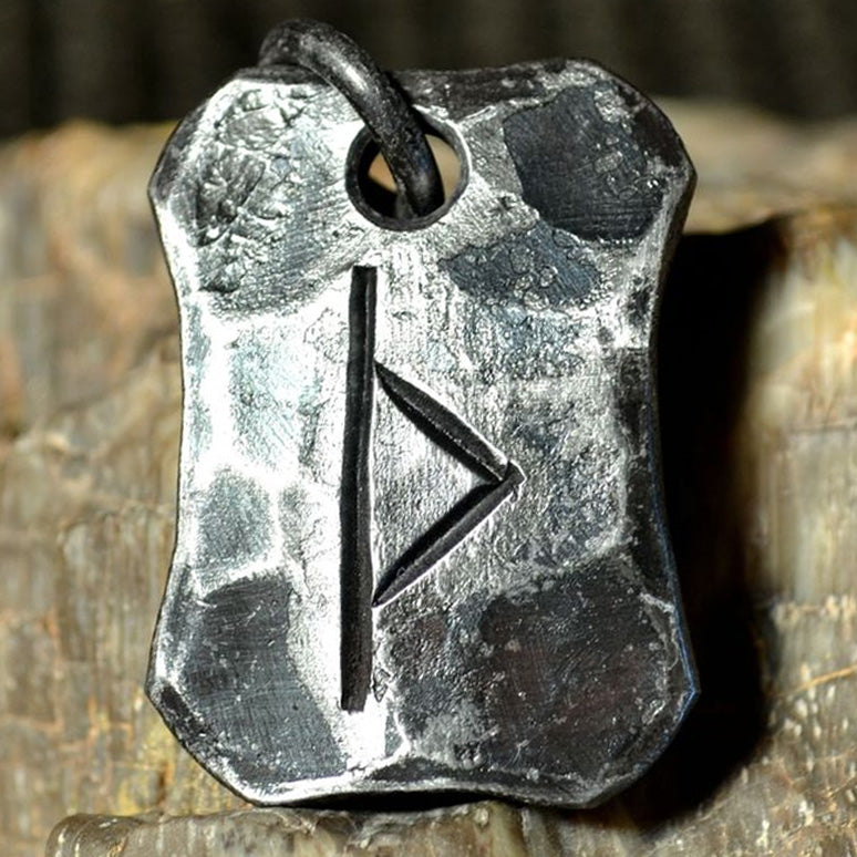 Hand Forged Steel Rune Pendants