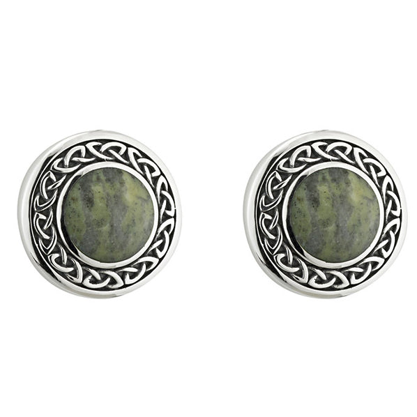 Celtic Knot Stud Earrings - Silver and Marble