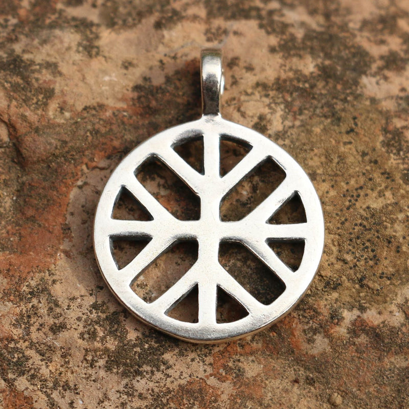 Sun Cross with Sacred Tree Pendant - Bronze or Sterling Silver