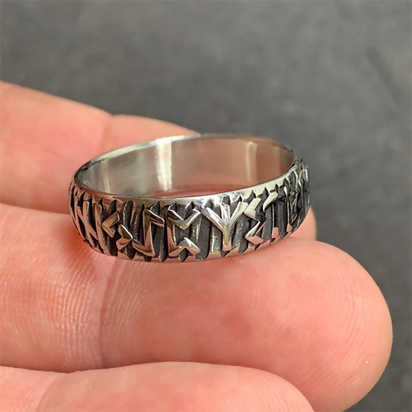 Textured Rune Ring - Stainless Steel