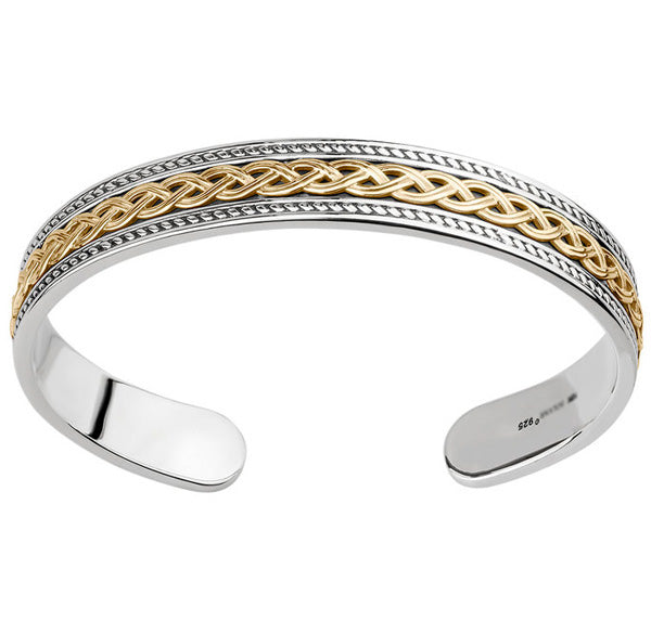 Thick Weave Bangle - Silver or Silver w/ 10k Gold