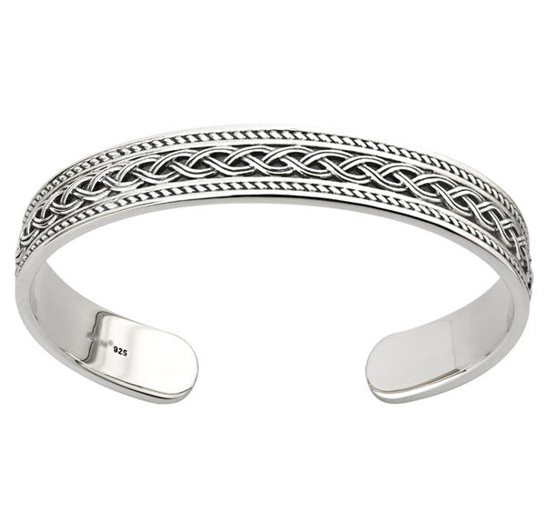 Thick Weave Bangle - Silver or Silver w/ 10k Gold