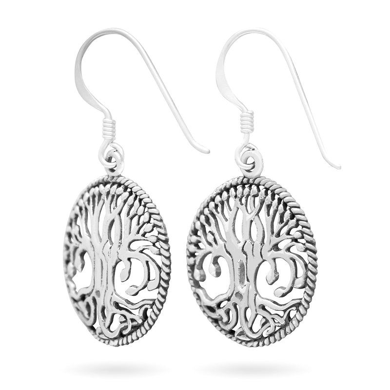 Pewter Filigree Christmas Tree Earrings on Sterling Silver Earring