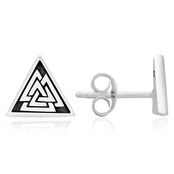 Triangular Valknut Earrings - Sterling Silver