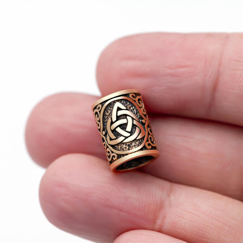 Triquetra Beard Bead - Bronze or Sterling Silver