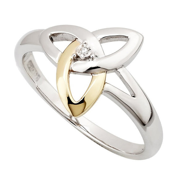 Diamond Triquetra Ring - 10k Gold and Silver