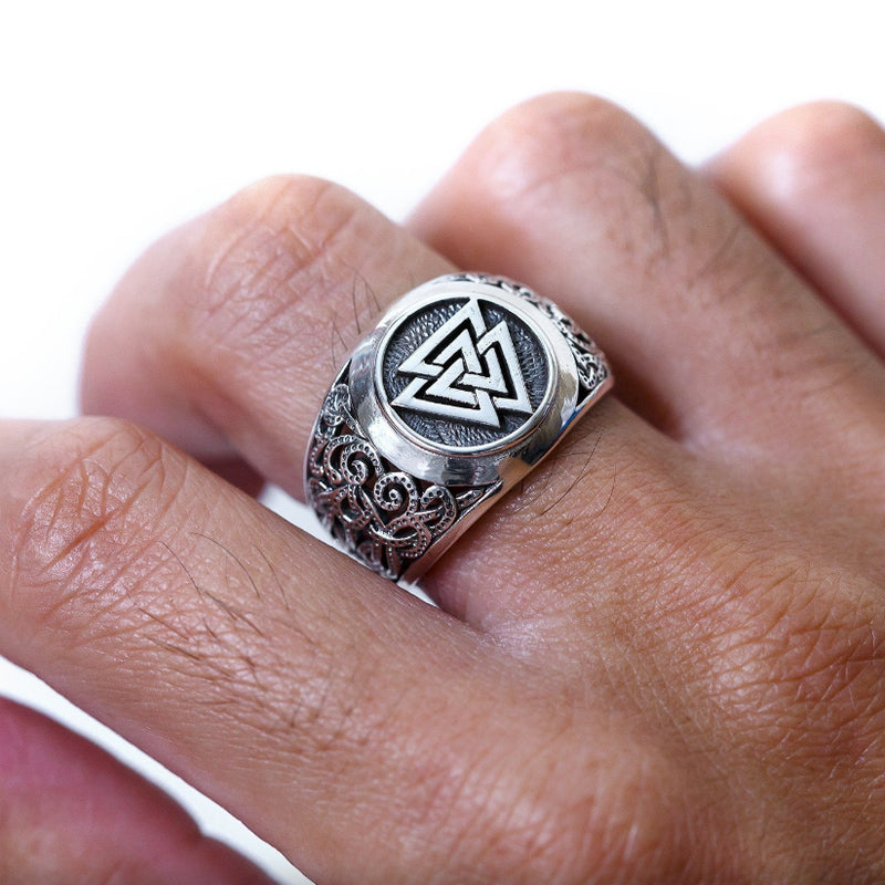 Valknut and Knots Ring - Sterling Silver