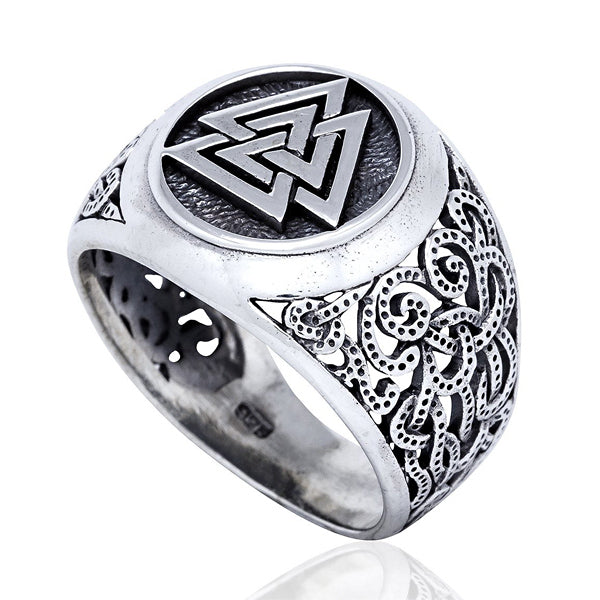Valknut and Vines Ring - Sterling Silver, 14k or 18k Gold – Sons of Vikings