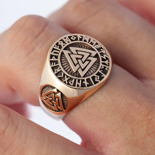 Valknut Runes Ring - Bronze or Sterling Silver