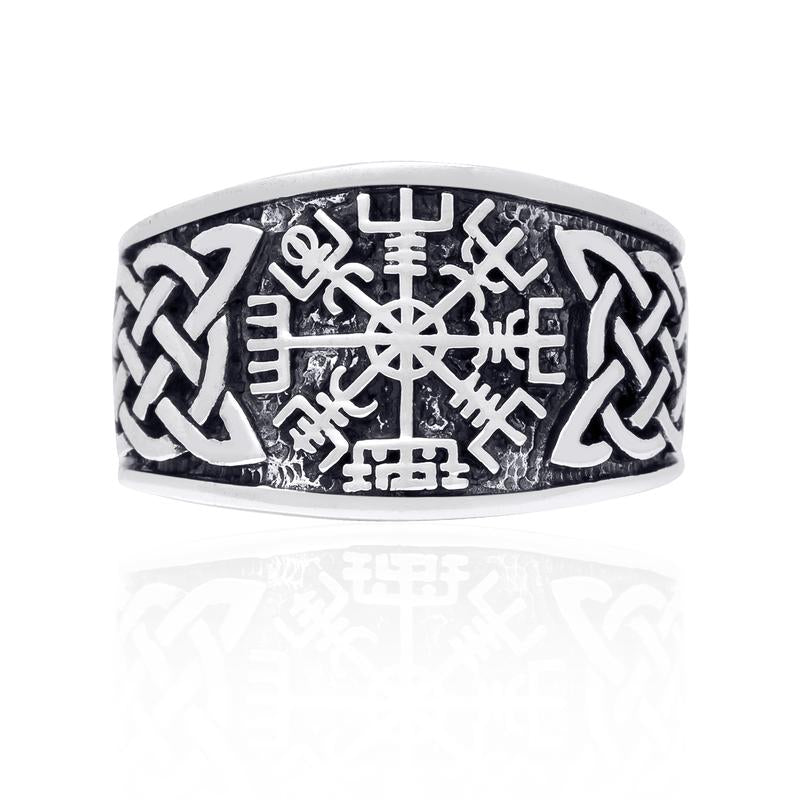 Vegvisir and Knotwork Ring - Sterling Silver