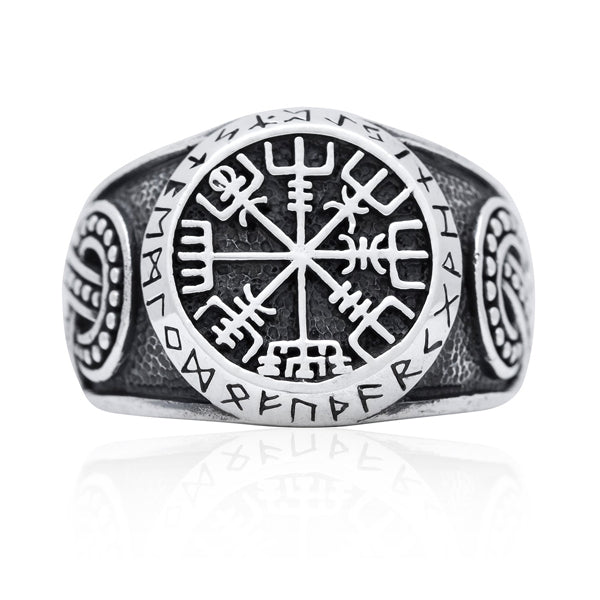 Vegvisir and Runes Ring - 925 Sterling Silver | Wayfinder and Norse ...