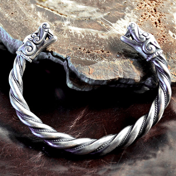 Viking Bracelet - Sterling Silver | Gotland Bracelet | Fenrir Arm Ring ...