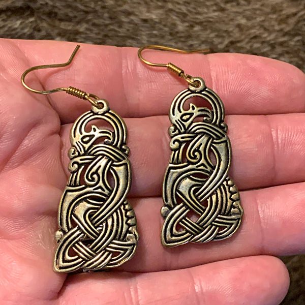 Viking Dragon Earrings - Bronze or Silver