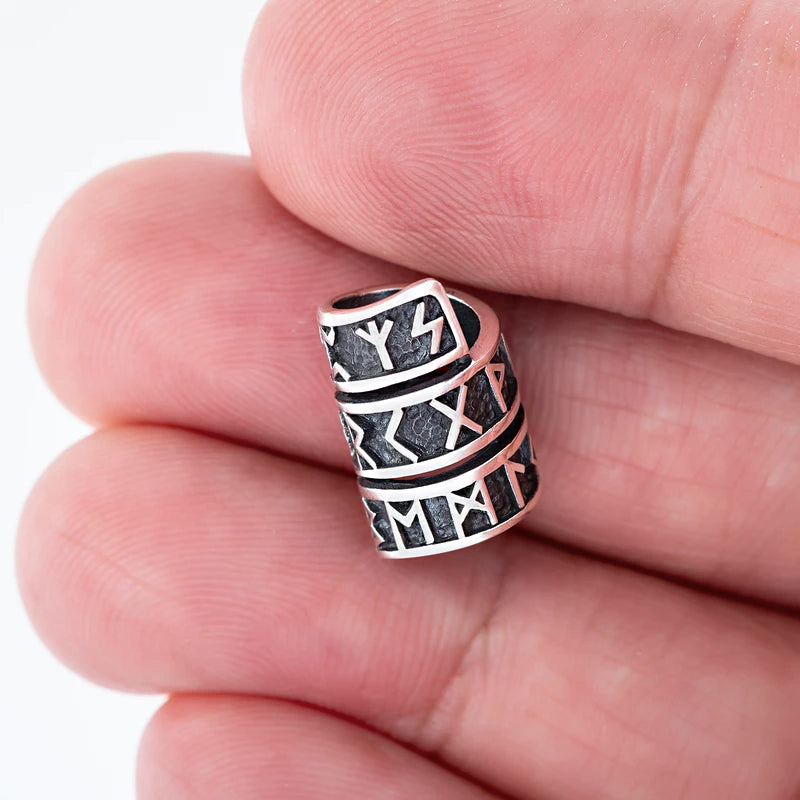 Viking Runes Twist Bead - Sterling Silver