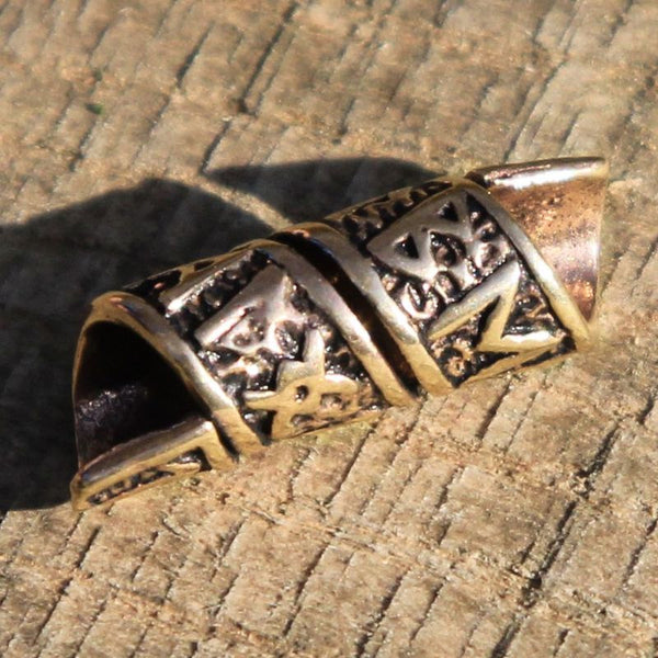 Viking Runes Twist Bead - Bronze