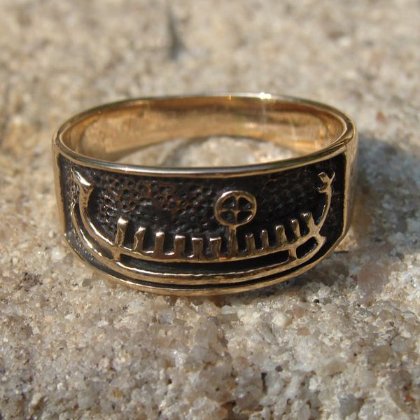 Viking Ship Ring - Bronze