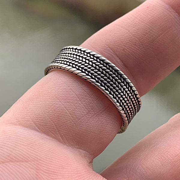 Viking Wedding Ring - Sterling Silver