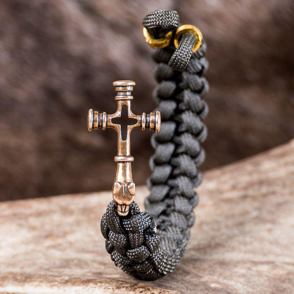 Viking Wolf Cross Bracelet - Bronze
