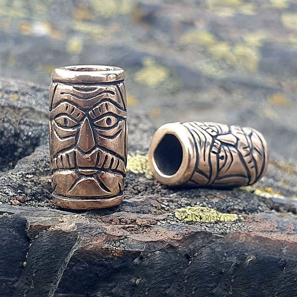 Warrior Face Beard Bead - Bronze