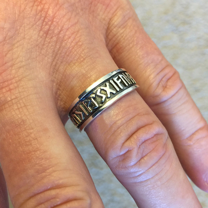 Nordic Wedding Rune Ring Sterling Silver Nordic Runes Runic