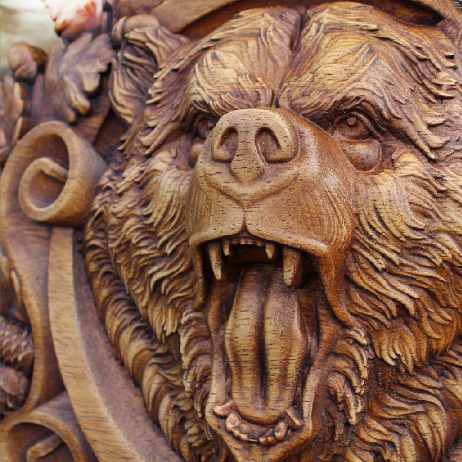 Carved Wood Berserker Bear