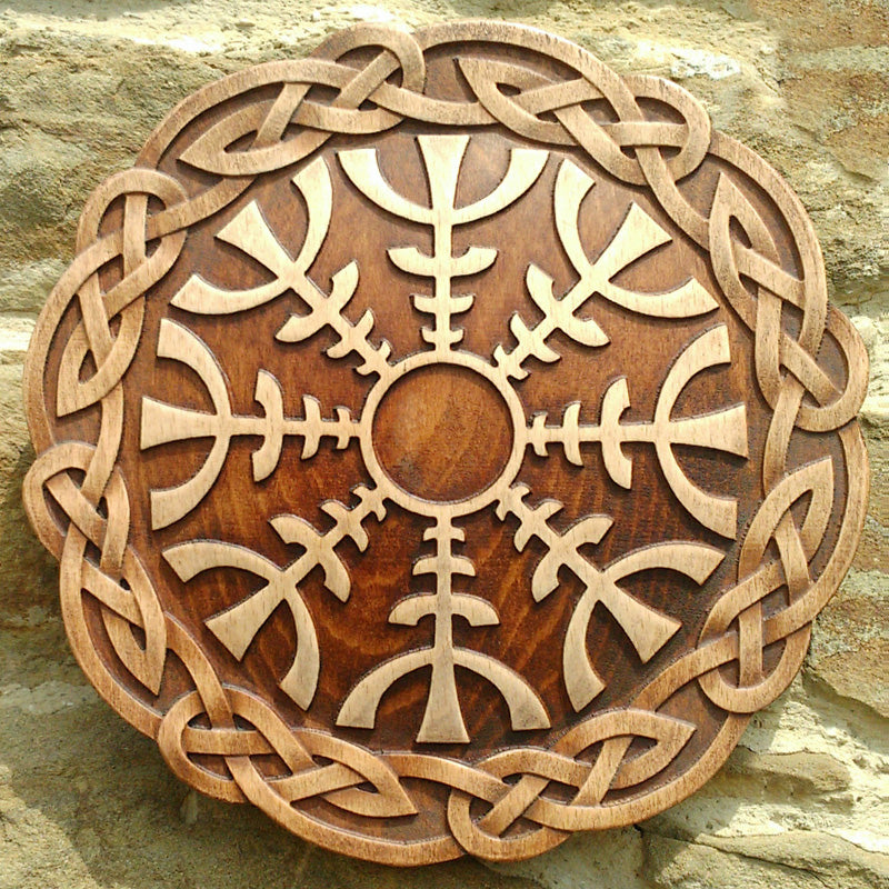 Viking Shield,helm of Awe, Viking Wall Decor,wood Wall Art